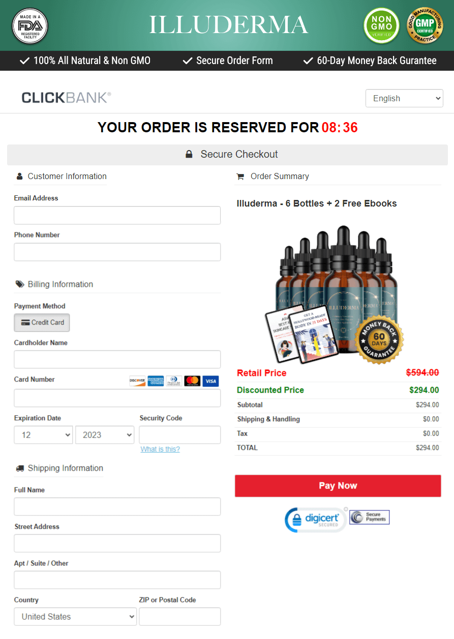 illuderma checkout page